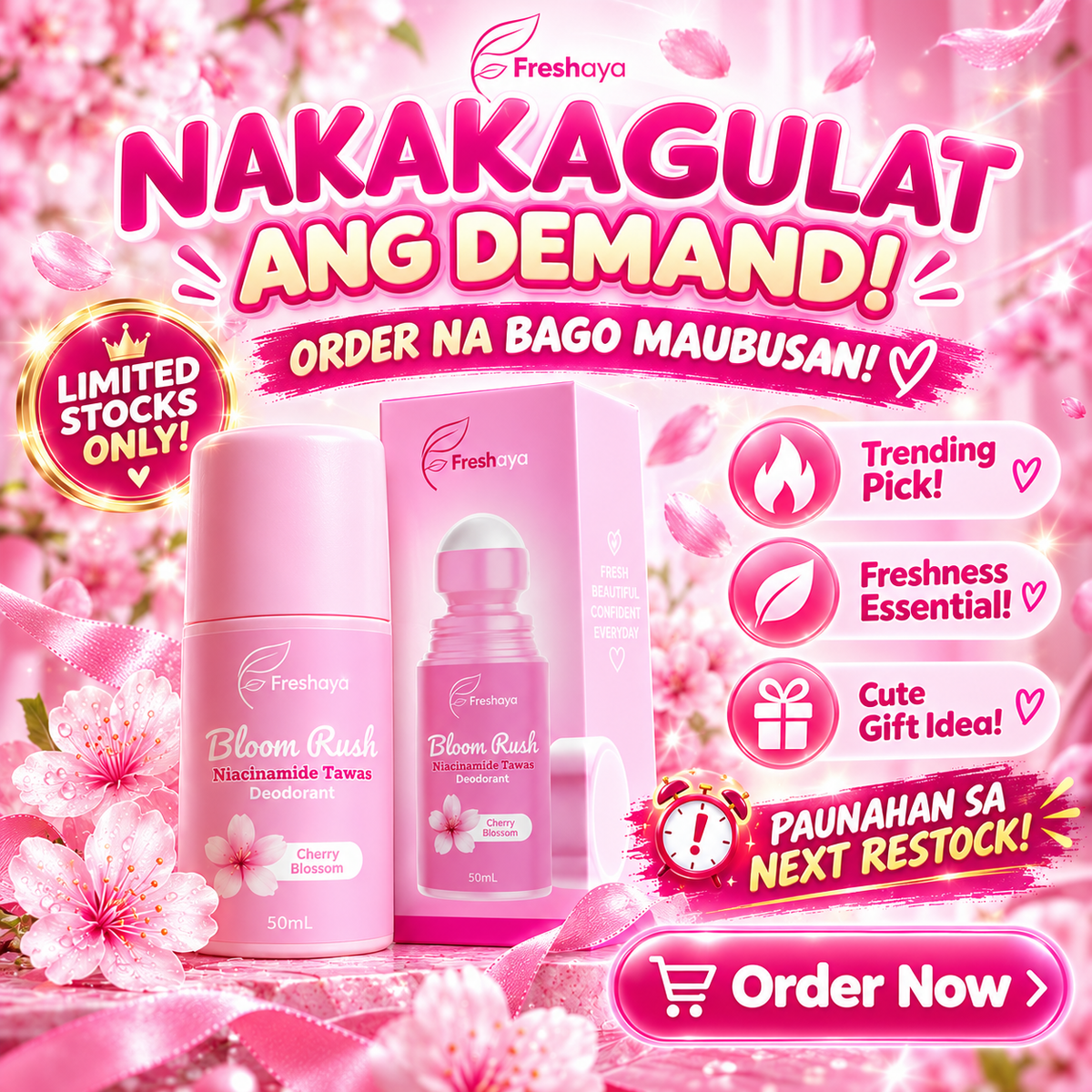 Freshaya Bloom Rush Niacinamide Tawas Deodorant