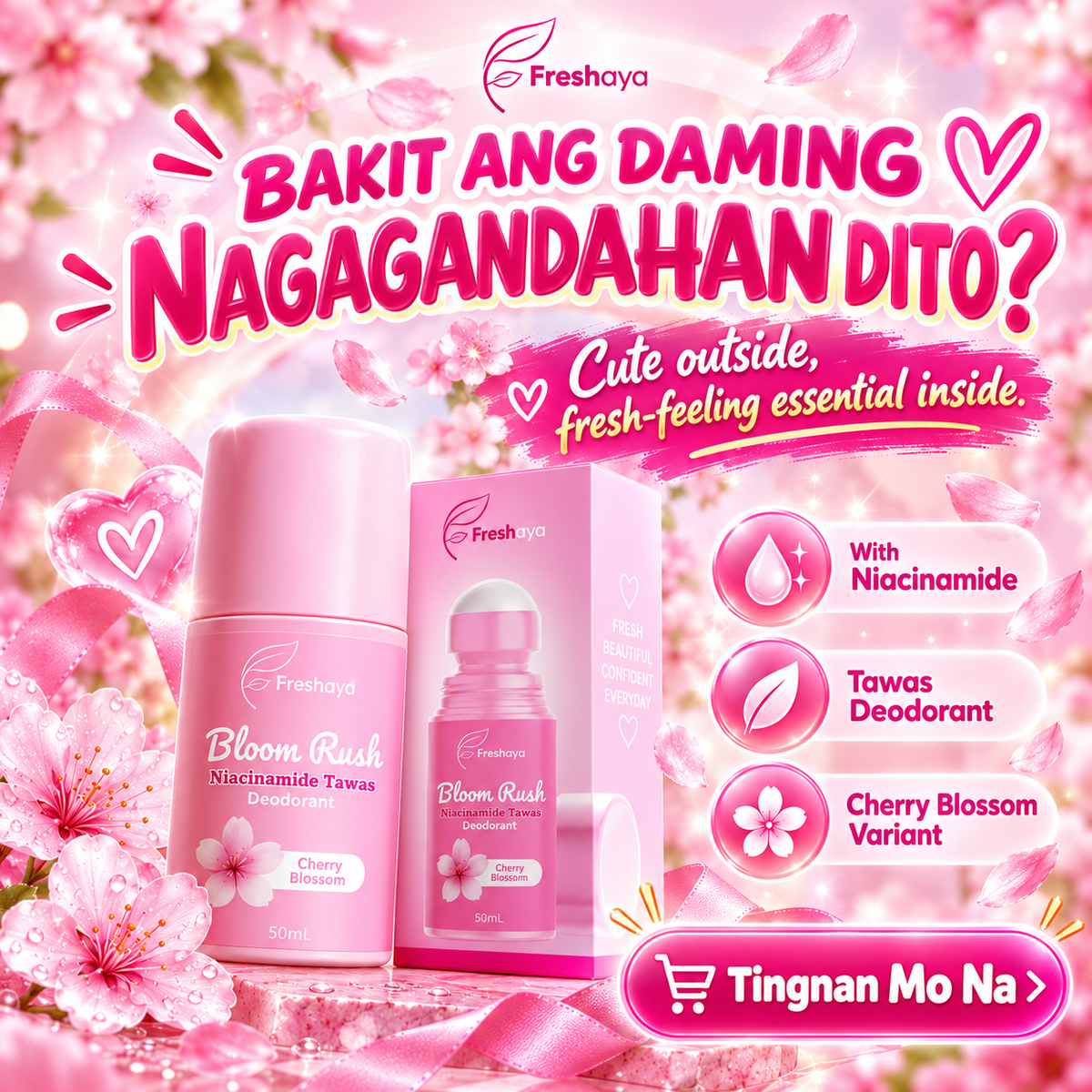 Freshaya Bloom Rush Niacinamide Tawas Deodorant