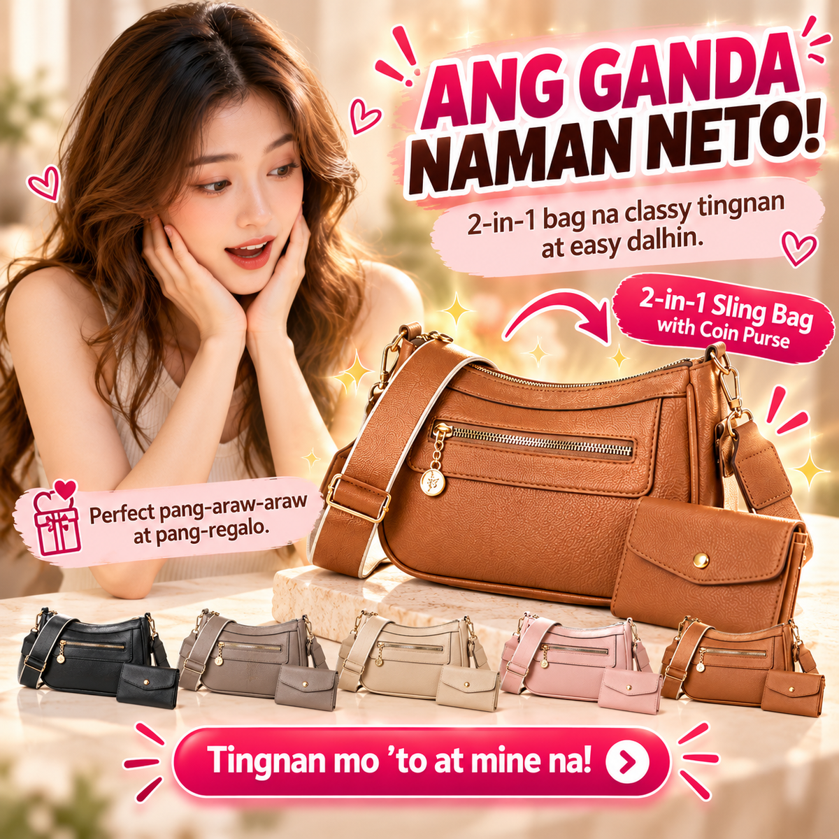 2 in 1 Sling Bag with Coin Purse