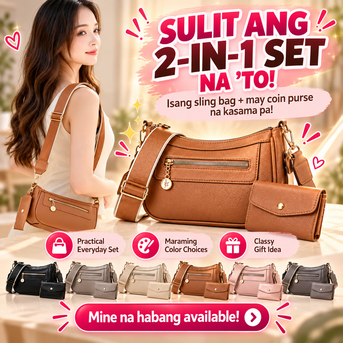2 in 1 Sling Bag with Coin Purse