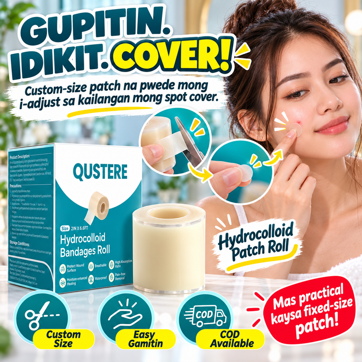 Hydrocolloid Patch Bandages Roll – For Acne, Pimples & Scar Care