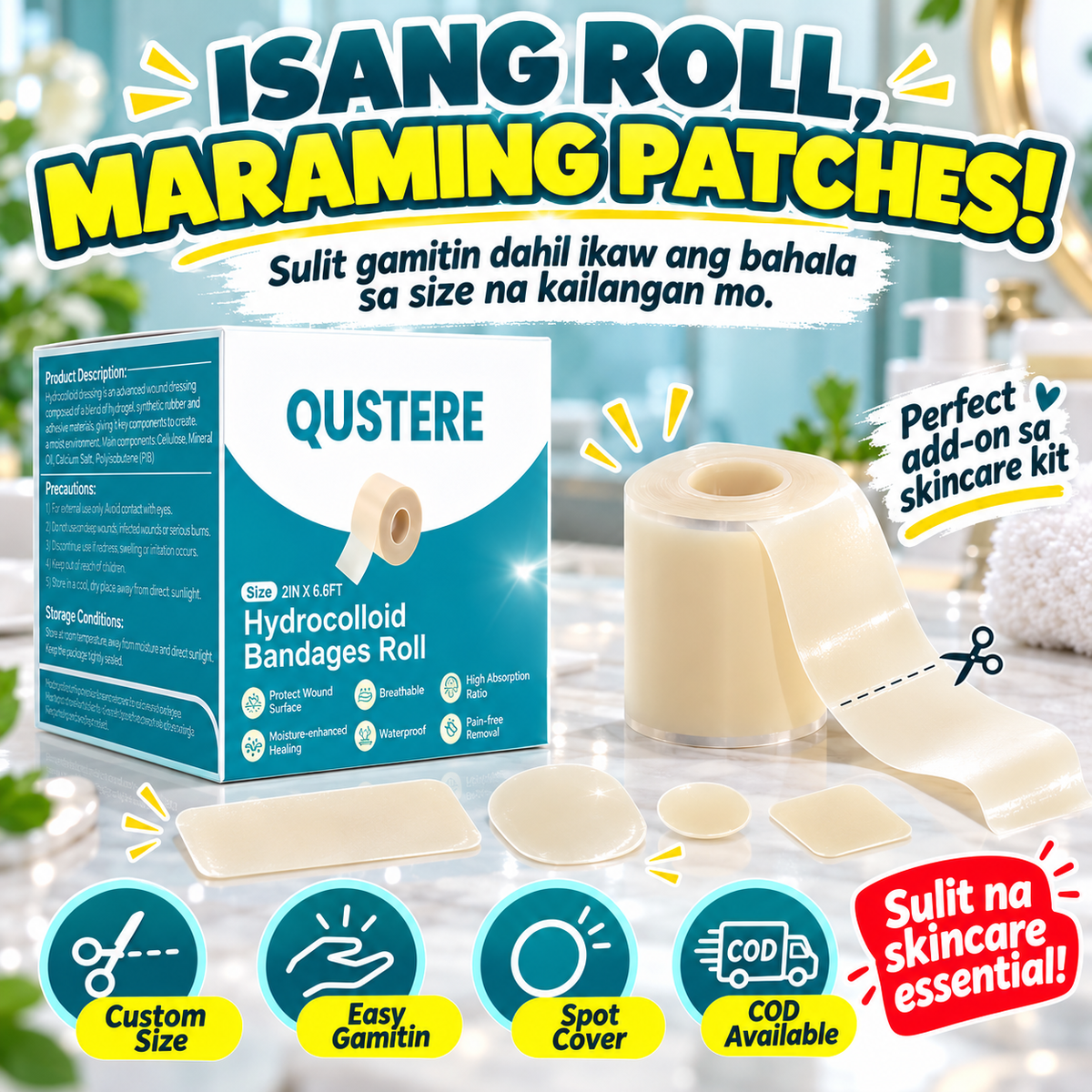 Hydrocolloid Patch Bandages Roll – For Acne, Pimples & Scar Care
