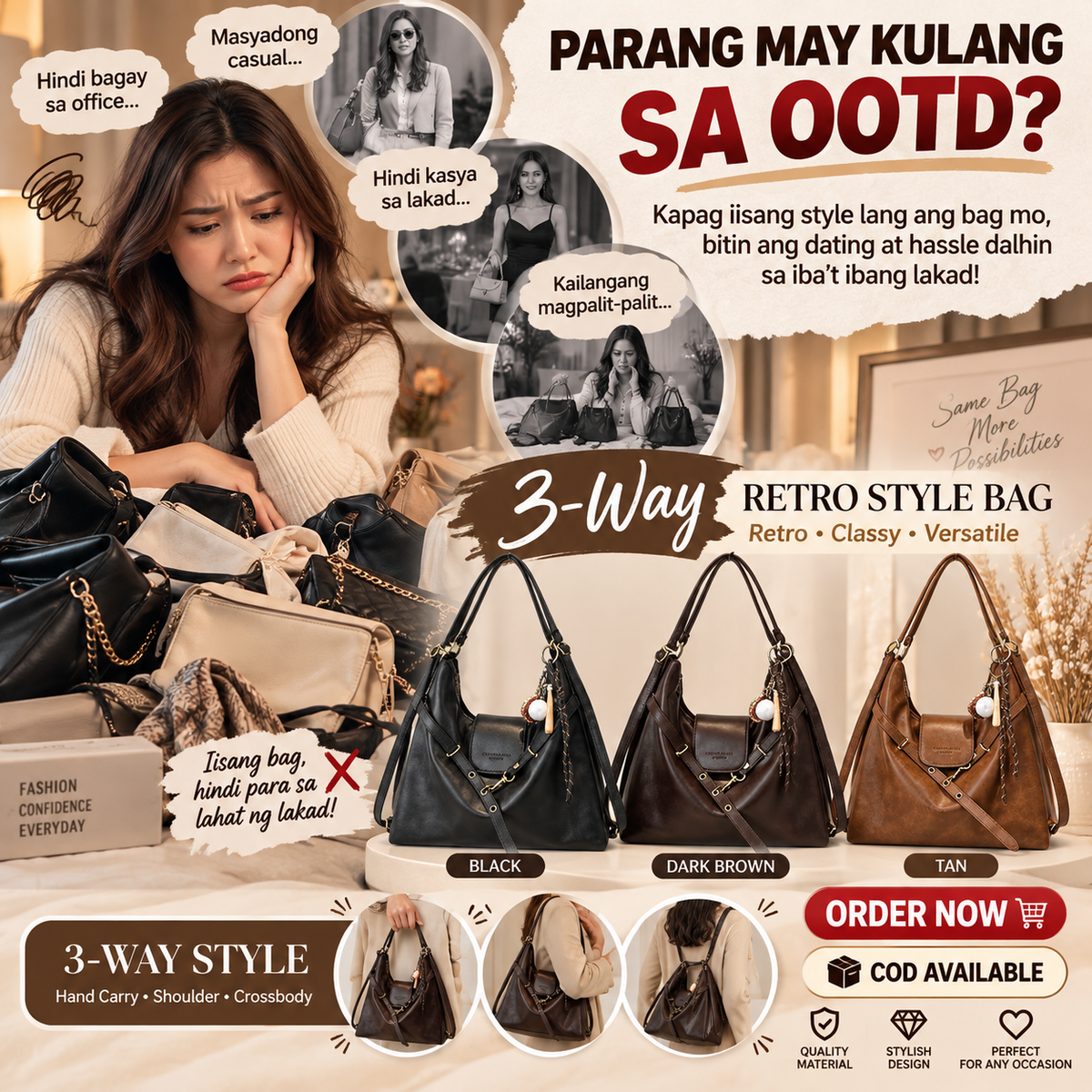 3-Way Retro Style Bag