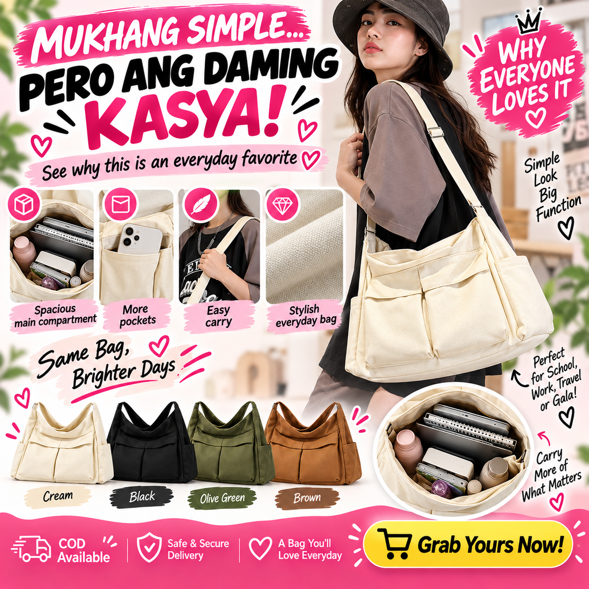 Large Capacity Canvas Messenger Bag