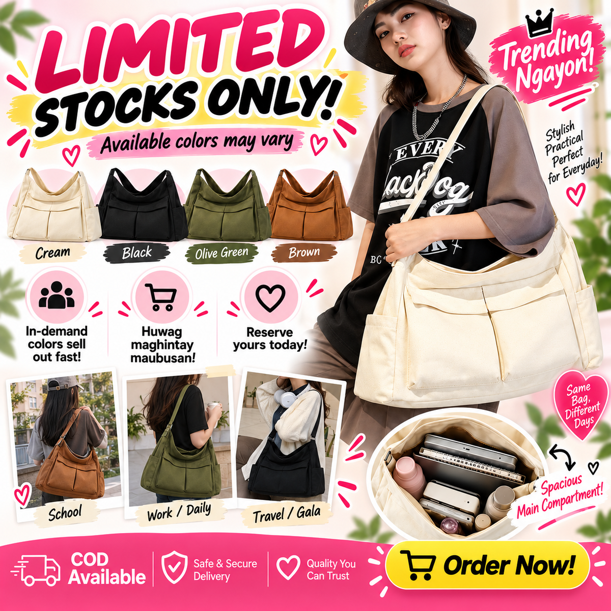 Large Capacity Canvas Messenger Bag