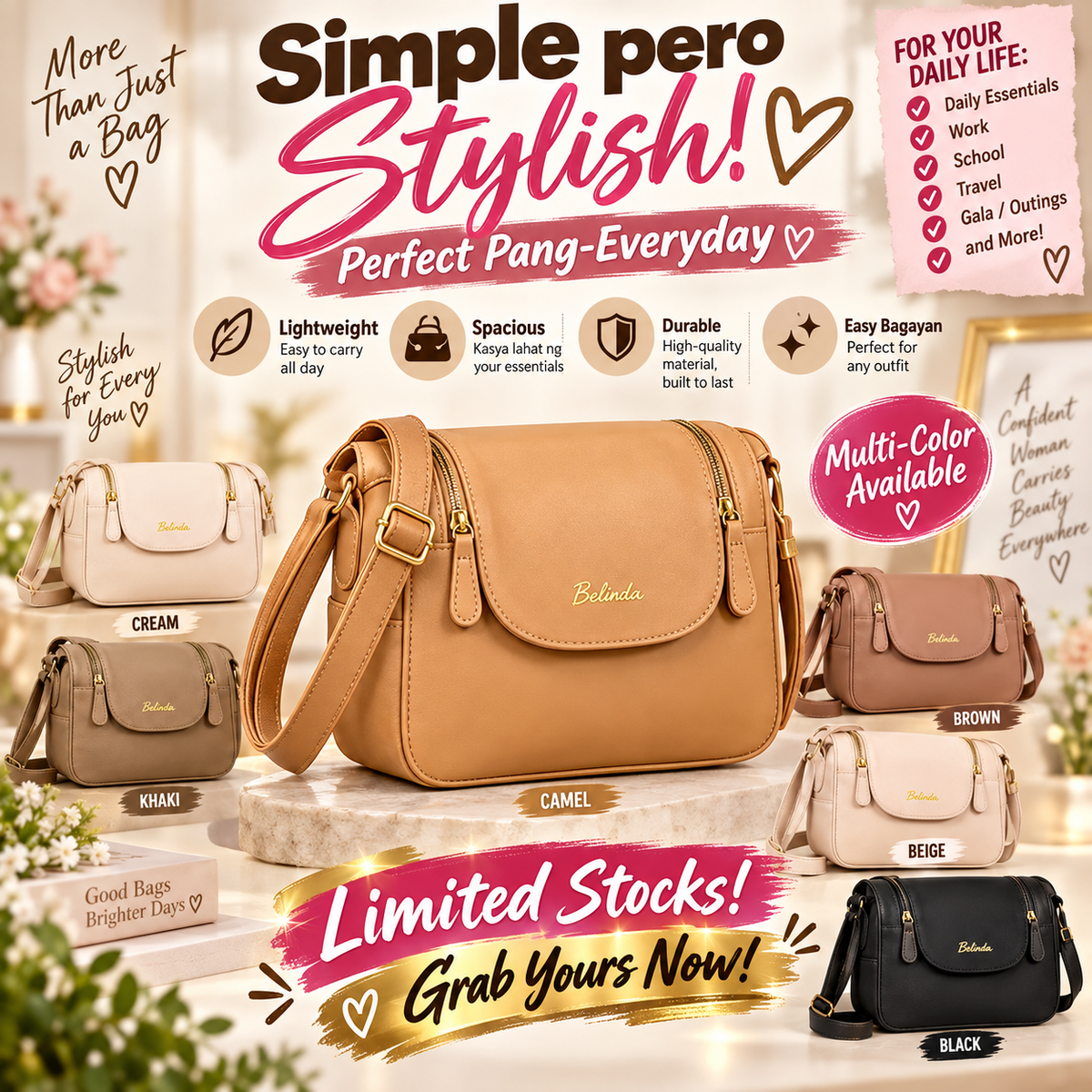 High-end Korean Leather Classy Shoulder Crossbody Bag