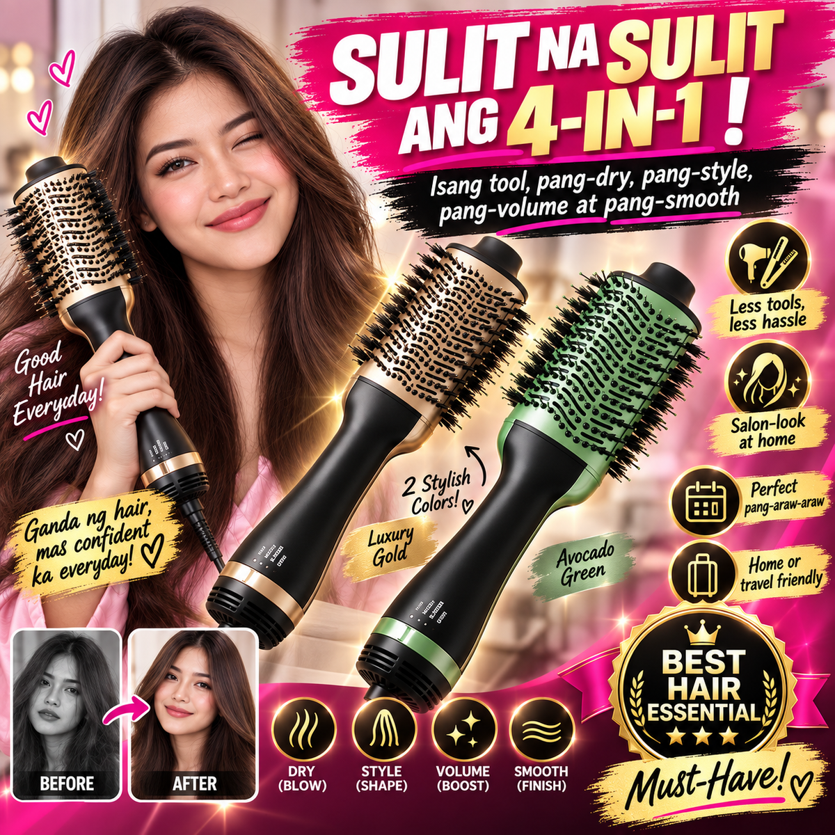 Hot Air Brush Hair Styler Dryer & Volumizer