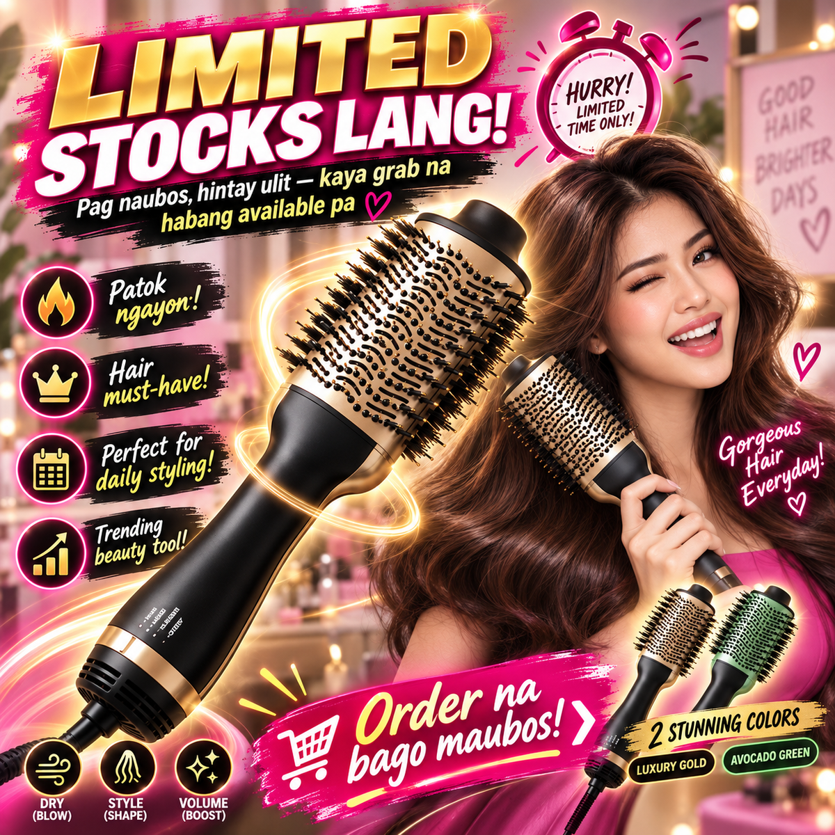 Hot Air Brush Hair Styler Dryer & Volumizer