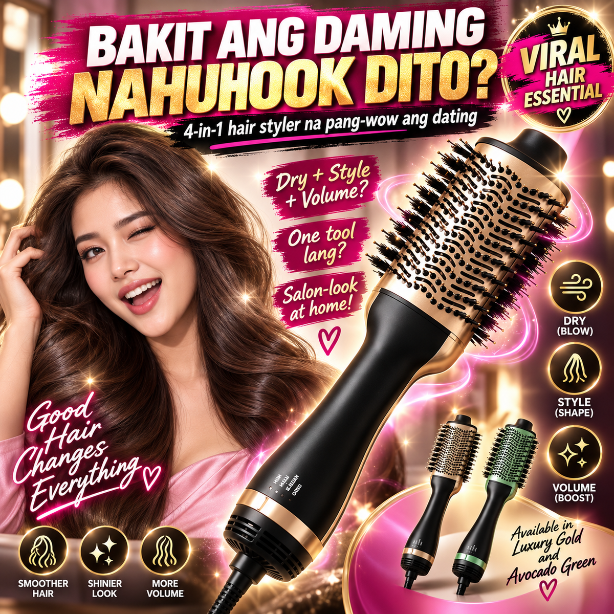 Hot Air Brush Hair Styler Dryer & Volumizer