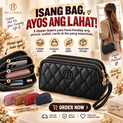 Three-layer Zipper Fashion Sling Bag