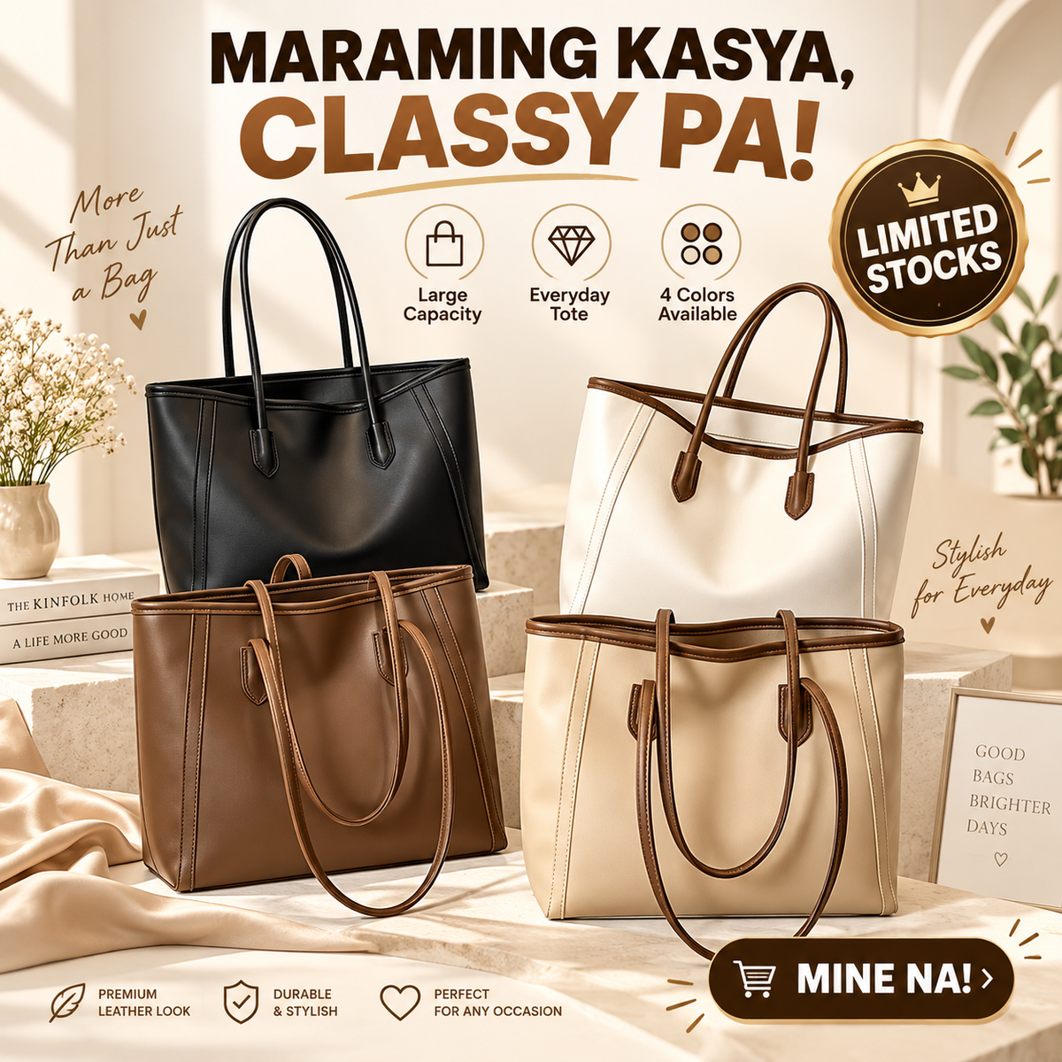 Large Capacity Leather Tote Bag