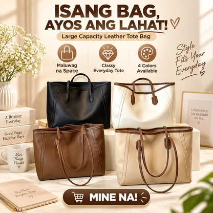 Large Capacity Leather Tote Bag