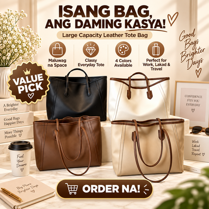 Large Capacity Leather Tote Bag