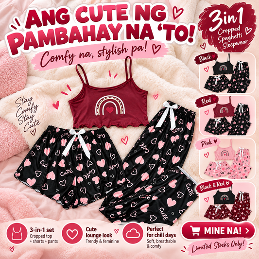 3in1 Cropped Spaghetti Sleepwear
