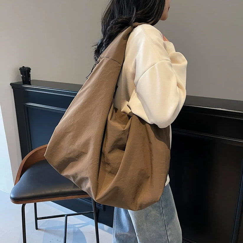 Women's Solid Color Textured Draped Tote Bag