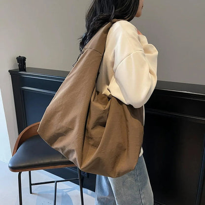 Women's Solid Color Textured Draped Tote Bag