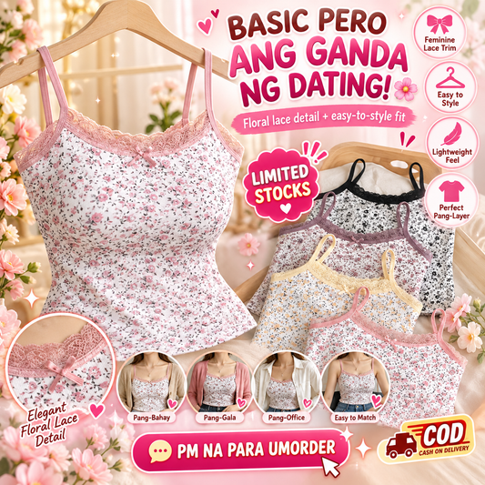 Floral Lace Trim Camisole