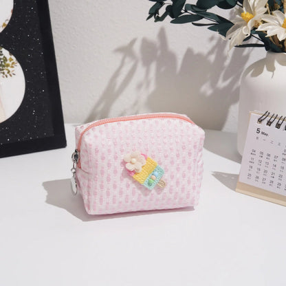 Mini Embroidered Waffle Pouch