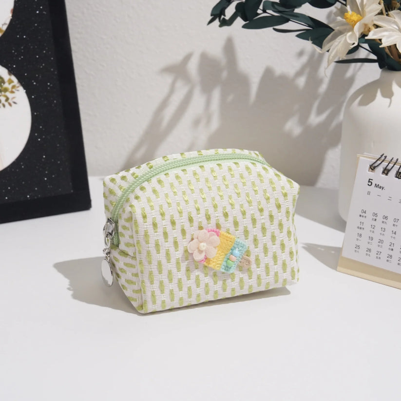 Mini Embroidered Waffle Pouch