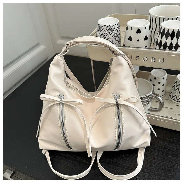 Three-Way Leather Bowknot Bag
