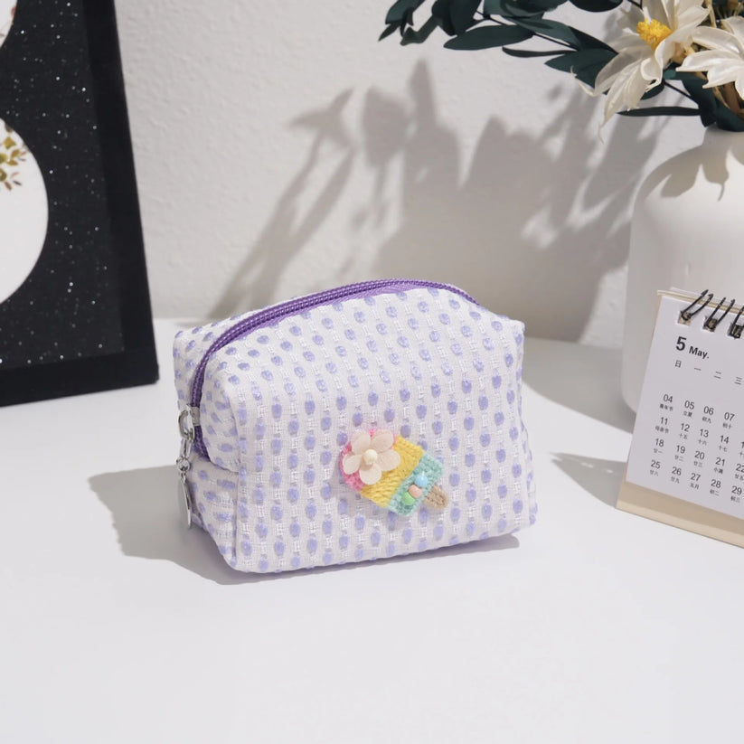 Mini Embroidered Waffle Pouch