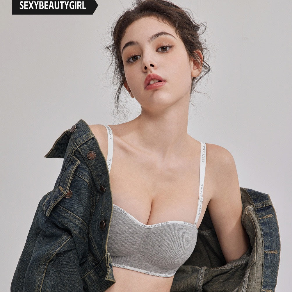 Non Wire Breathable Push Up Bra with Removable Strap