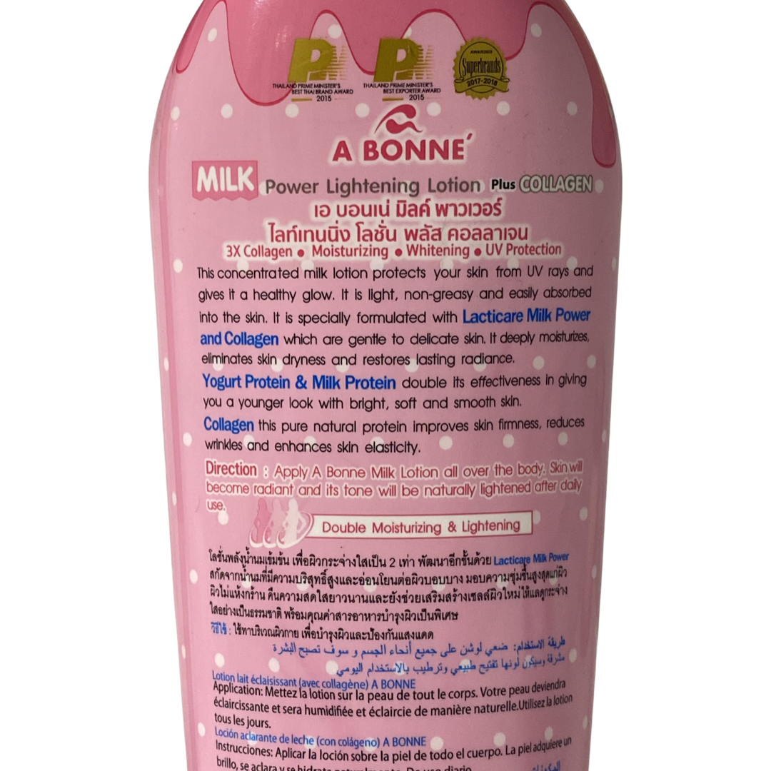 A Bonne Milk Power Lightening Lotion Plus Collagen 3x Collagen UV Protection 500ML