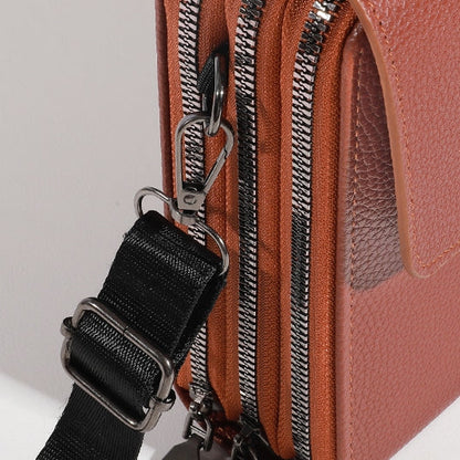 Men's Leather Multiple Compartments Sling Bag