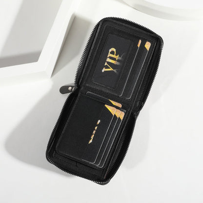 Men's Vintage Leather Tri-Fold Zipper Wallet