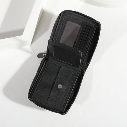 Men's Vintage Leather Tri-Fold Zipper Wallet