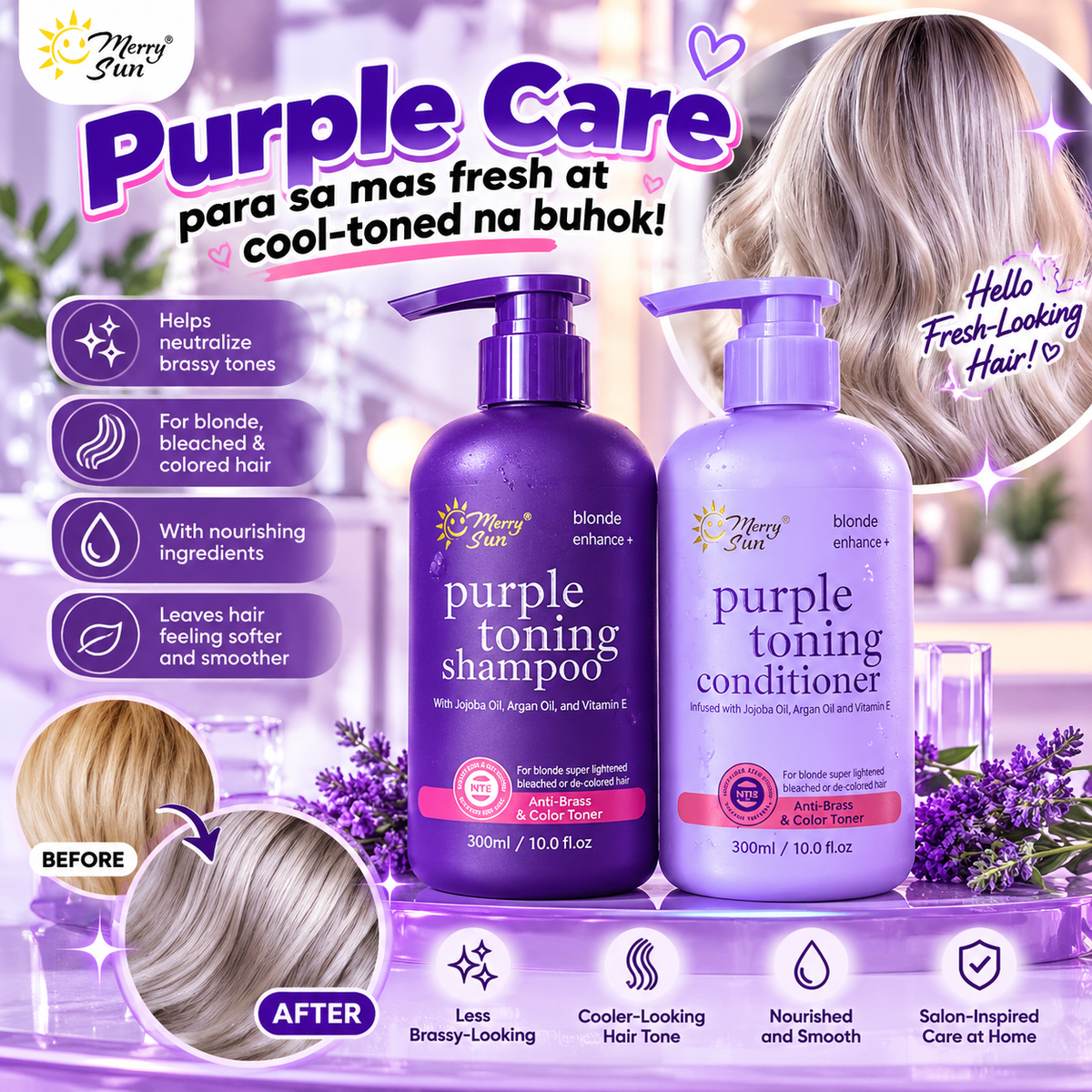MERRY SUN Purple Toning Shampoo & Conditioner 300ml