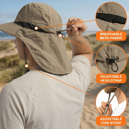 Polyester Wide Brim Sun Hat with Neck Flap