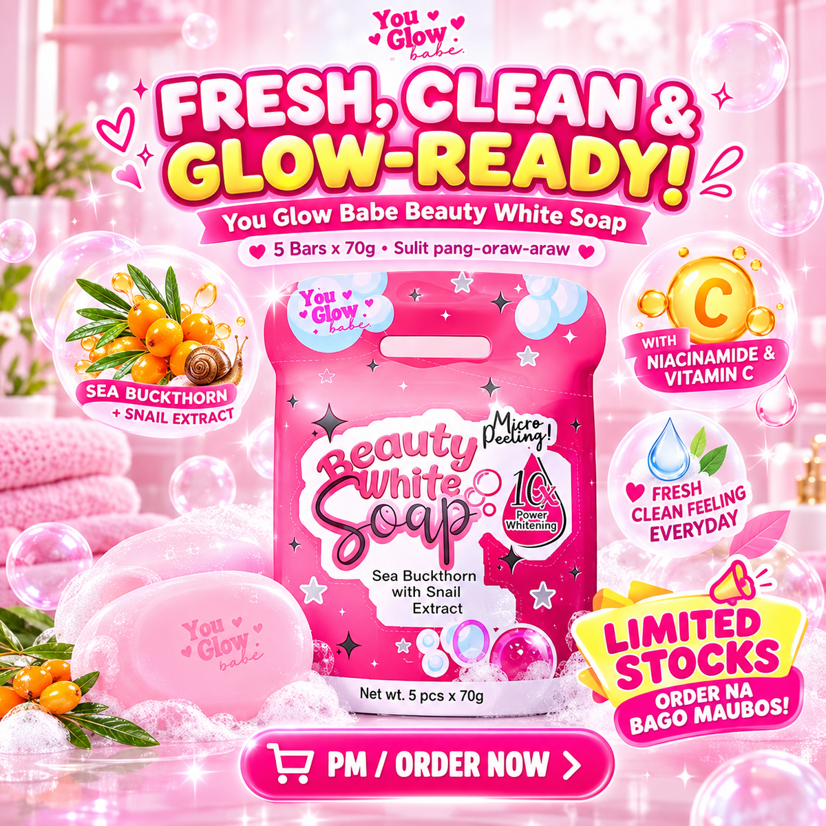 You Glow Babe Beauty White Soap 5 Bars x 70g