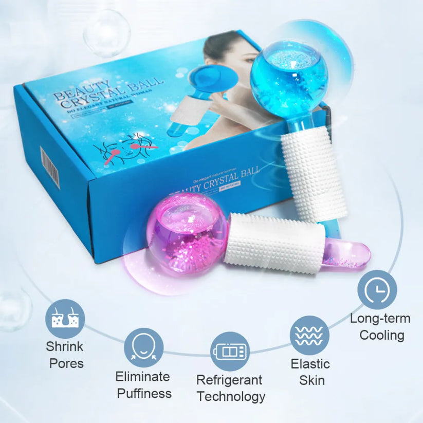 Facial Crystal Ice Hockey Roller Massager - 2pcs/Box