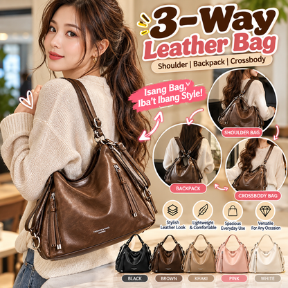 3-Way Leather Bag (Shoulder | Backpack | Crossbody)