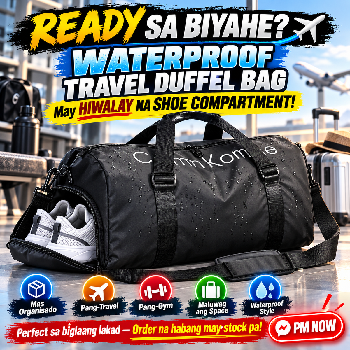 Waterproof Travel Duffel Bag with Shoe Compartment