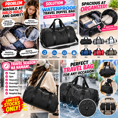 Waterproof Travel Duffel Bag with Shoe Compartment