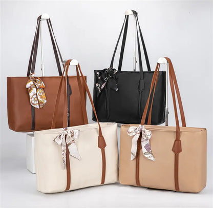 Large Capacity Tote Bag with Silk Ribbon