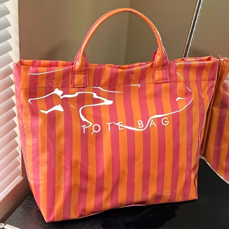 PVC Striped Tote Bag
