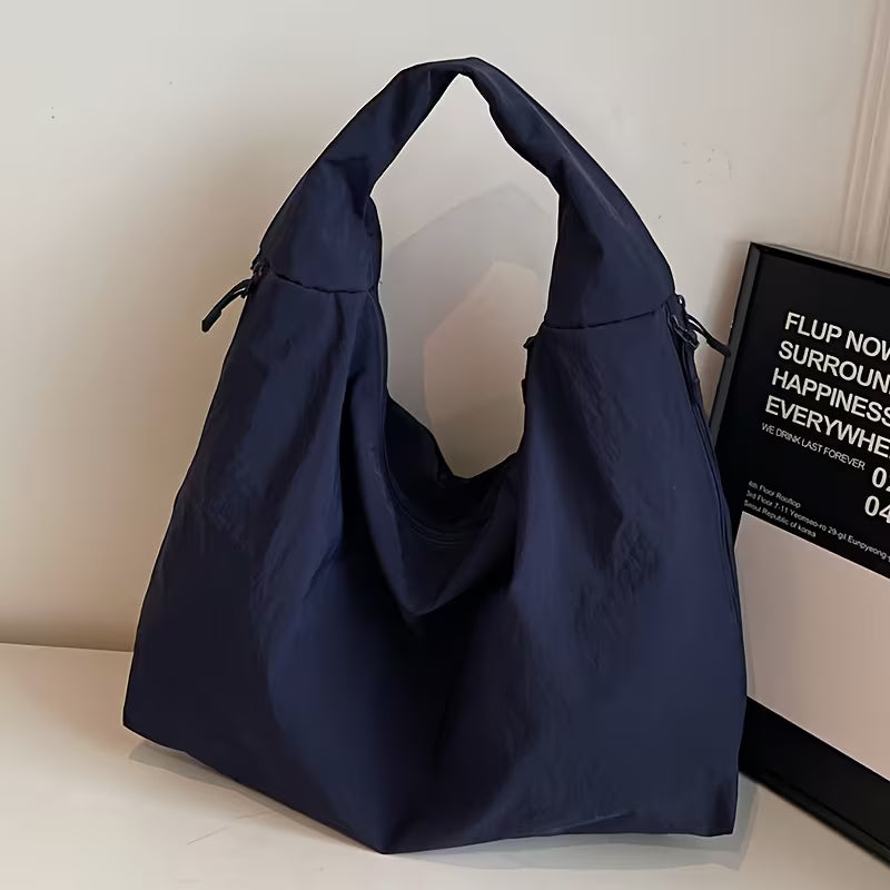 Women's Solid Color Textured Draped Tote Bag