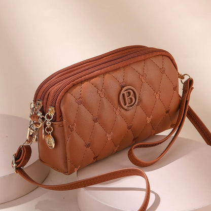 Three-layer Zipper Fashion Sling Bag