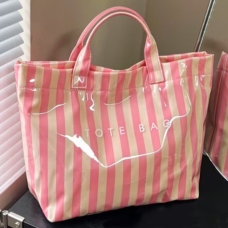 PVC Striped Tote Bag