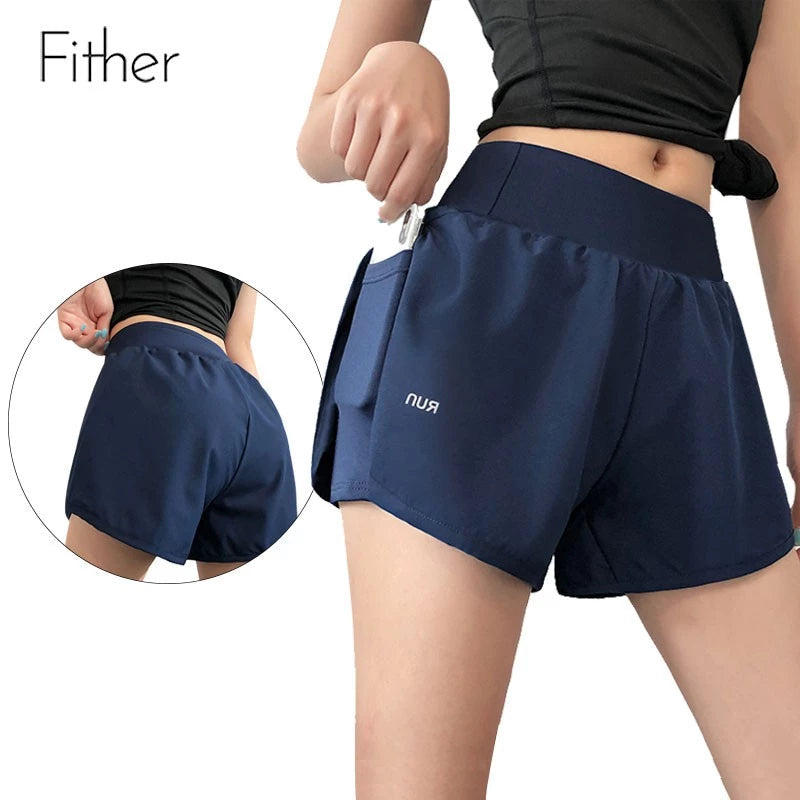 High Waisted Sports Shorts with Pocket