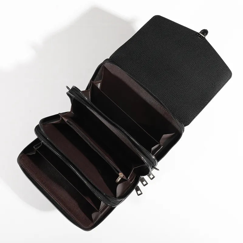 Men's Leather Multiple Compartments Sling Bag