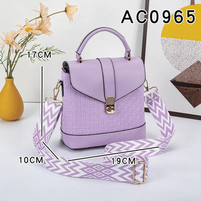 Stylish Embossed Handbag with Wide Strap