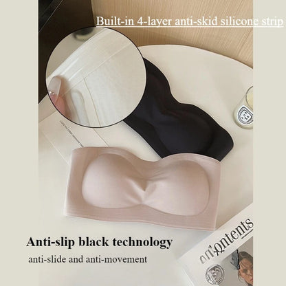Strapless Padded Seamless Bra with Anti-Slip Design