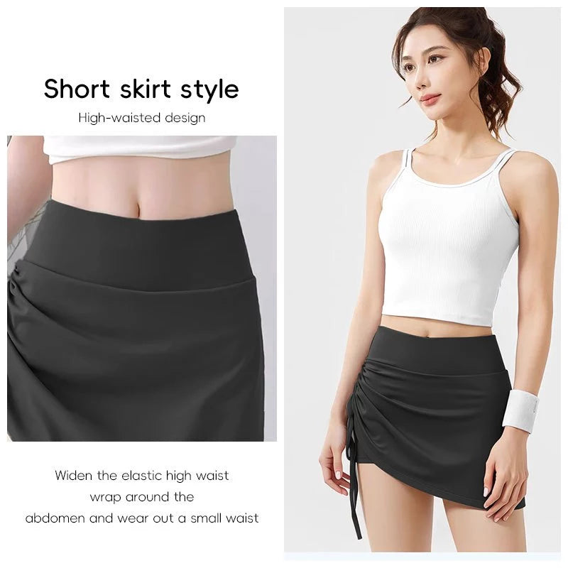 High Waist Elastic Women Side Drawstring Design with Inner Short