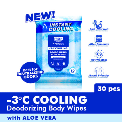Fresh Skinlab K-Aloe Ice -3 Deodorizing Cooling Body Wipes 30s