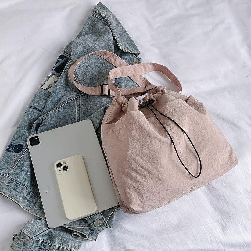 Nylon Drawstring Crossbody Bag