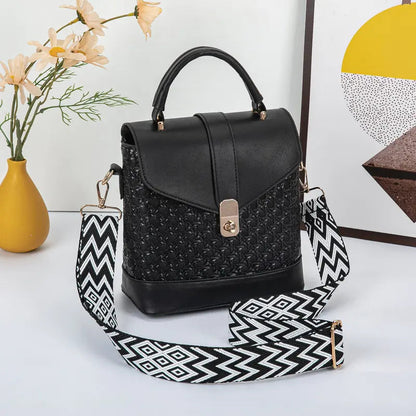Stylish Embossed Handbag with Wide Strap